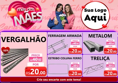 Modelo de Encarte para Encarte A4 Horizontal com o tema Mês Das Mães para Ferragens