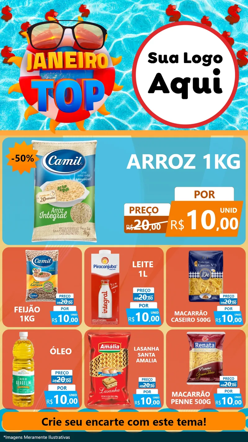 Modelo de Rede Social para Stories com o tema Janeiro Top para Supermercado