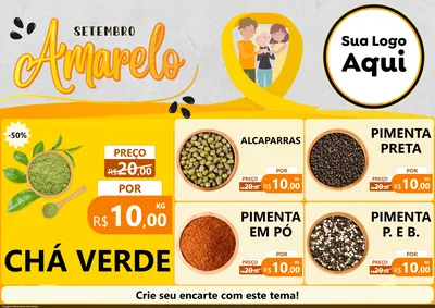 Modelo de Encarte para Encarte A4 Horizontal com o tema Setembro Amarelo para Produtos Naturais