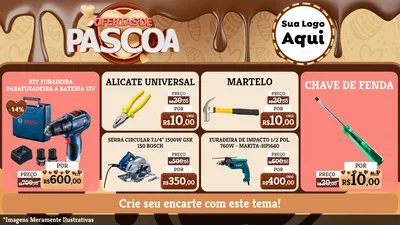 Modelo de TV para TV Horizontal com o tema Ofertas de Páscoa para Maquinas e Ferramentas