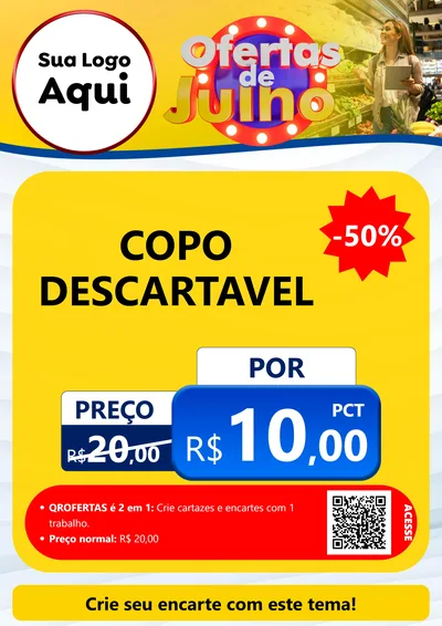 Modelo de Cartaz para Cartaz A4 Vertical com o tema Ofertas de Julho para Embalagens