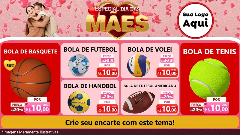 Modelo de TV para TV Horizontal com o tema Especial Dia Das Mães para Artigos Esportivos
