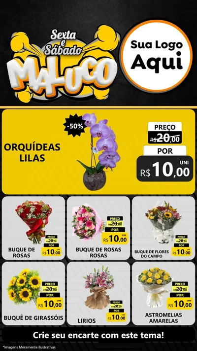 Modelo de Rede Social para Stories com o tema Sexta e Sábado Maluco para Floricultura e jardim