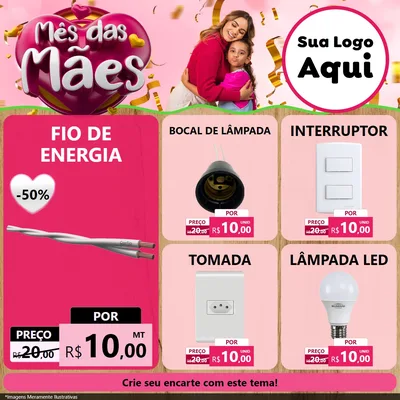 Modelo de Rede Social para Feed Facebook com o tema Mês das Mães para Materiais Elétricos