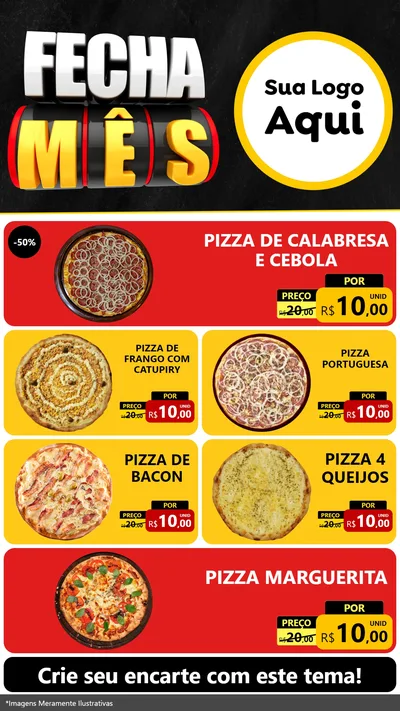 Modelo de TV para TV Vertical com o tema Fecha Mês para Pizzaria