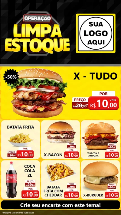 Modelo de Rede Social para Stories com o tema Operação Limpa Estoque para Hamburgueria