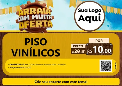 Modelo de Cartaz para Cartaz A4 Horizontal com o tema Ofertas de São João - Junina para Material para Construção