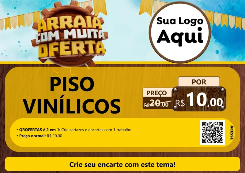 Modelo de Cartaz para Cartaz A4 Horizontal com o tema Ofertas de São João - Junina para Material para Construção