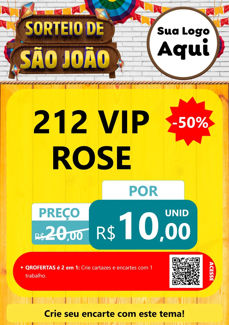 Modelo de Cartaz para Cartaz A4 Vertical com o tema Sorteio de São João para Perfumes