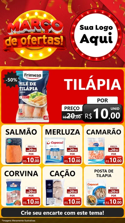 Modelo de Rede Social para Stories com o tema Março de Ofertas! para Peixaria