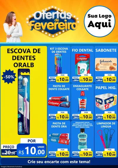Modelo de Encarte para Encarte A4 Vertical com o tema Ofertas de Fevereiro para Higiene Pessoal