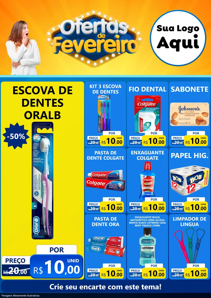 Modelo de Encarte para Encarte A4 Vertical com o tema Ofertas de Fevereiro para Higiene Pessoal