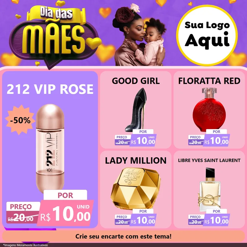 Modelo de Rede Social para Feed Facebook com o tema Dia das Mães para Perfumes