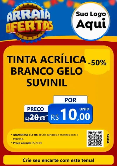 Modelo de Cartaz para Cartaz A4 Vertical com o tema Arraiá de Ofertas - Junina para Tintas e Ferramentas