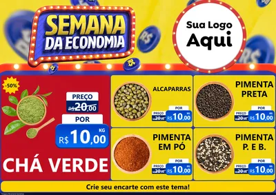 Modelo de Encarte para Encarte A4 Horizontal com o tema Semana da Economia para Produtos Naturais