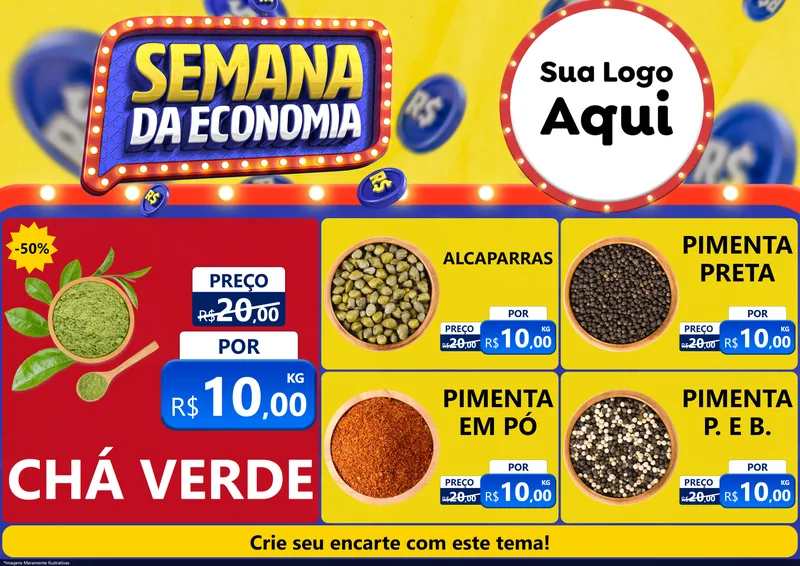 Modelo de Encarte para Encarte A4 Horizontal com o tema Semana da Economia para Produtos Naturais