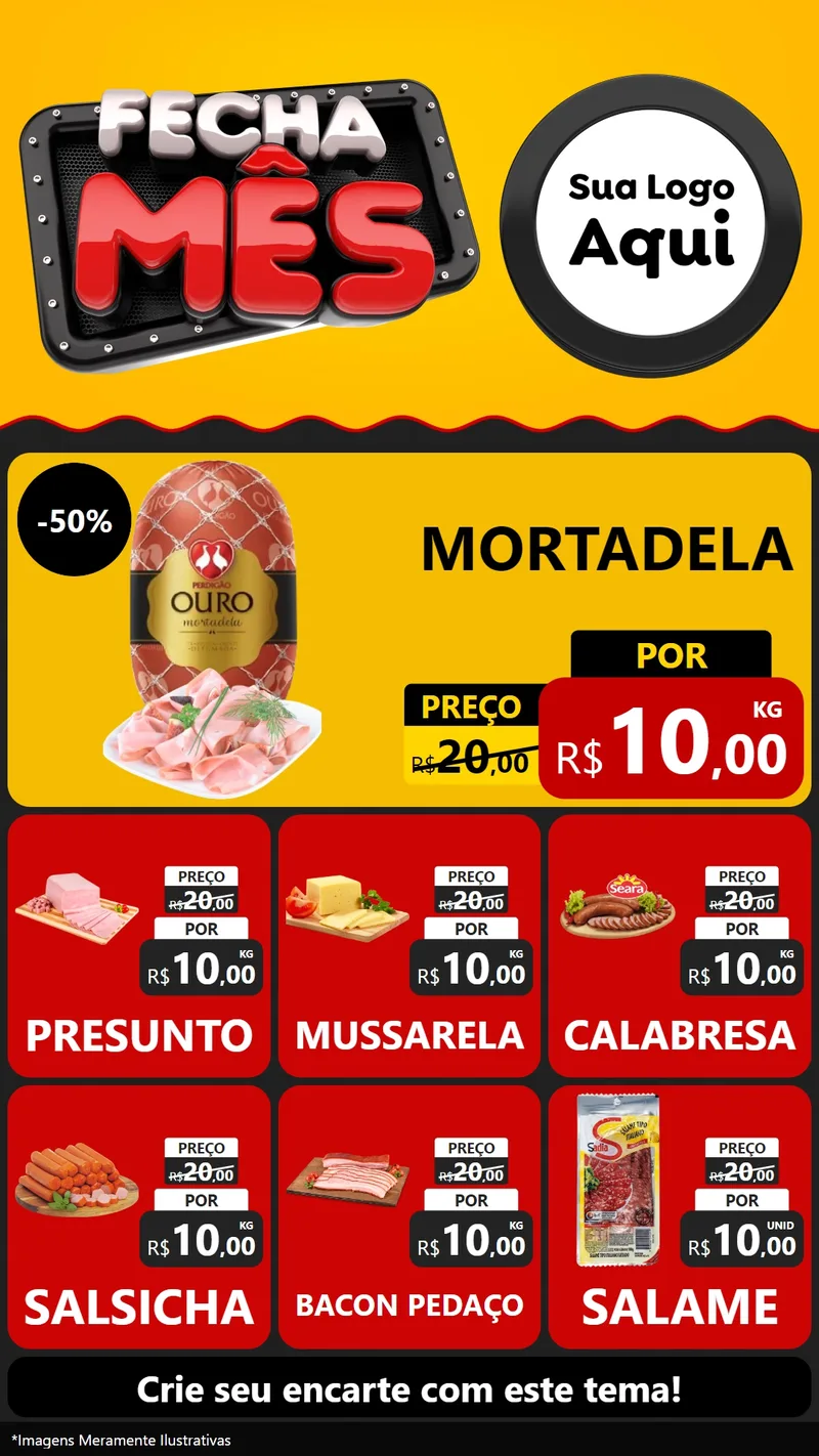 Modelo de Rede Social para Stories com o tema Fecha Mês para Frios e Laticínios