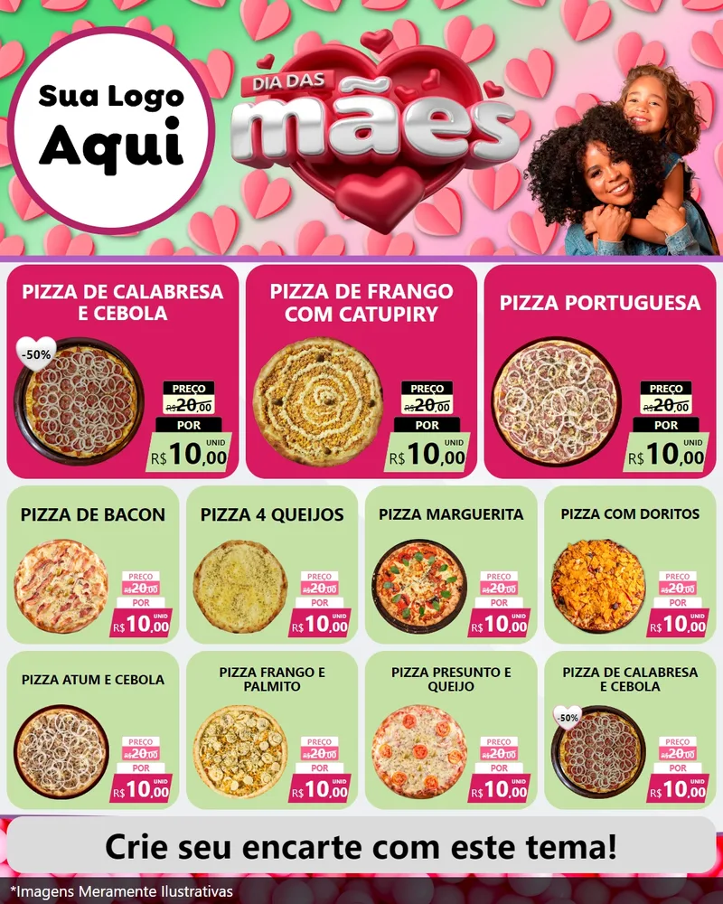 Modelo de Rede Social para Feed Instagram com o tema Dia das Mães para Pizzaria