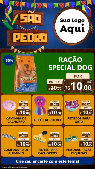 Modelo de Rede Social para Stories com o tema São Pedro para Pet Shop