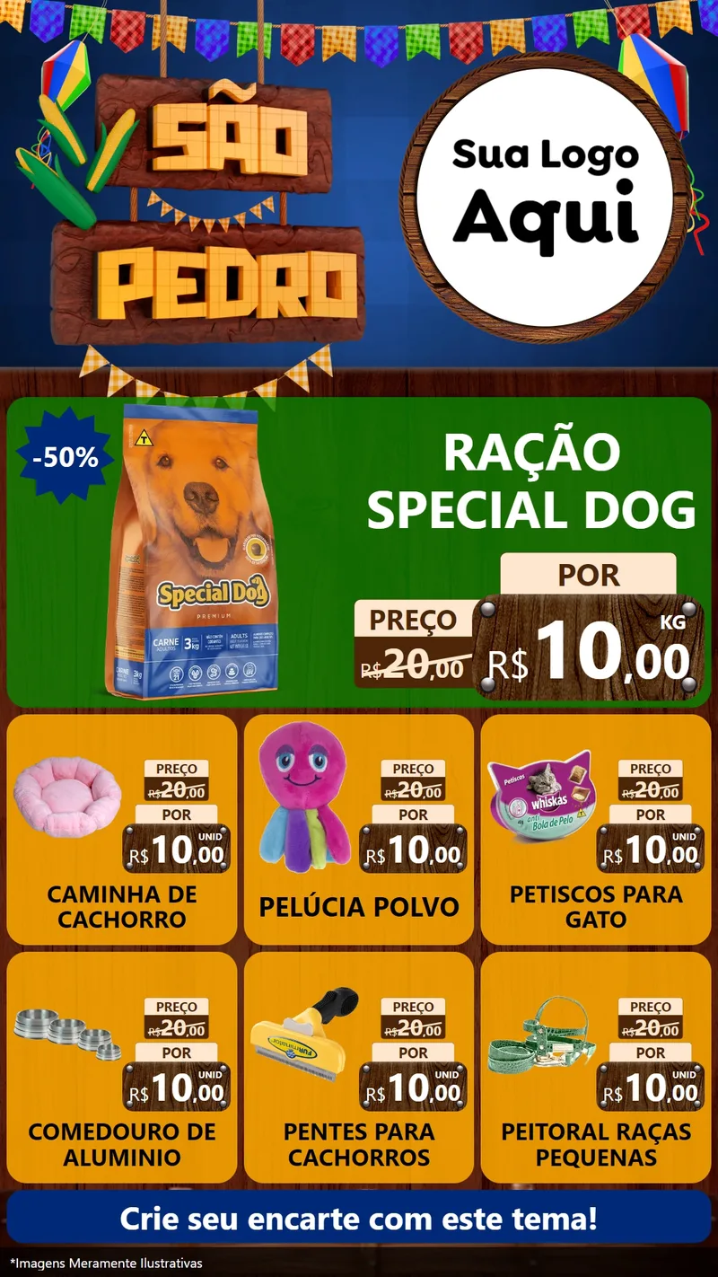 Modelo de Rede Social para Stories com o tema São Pedro para Pet Shop