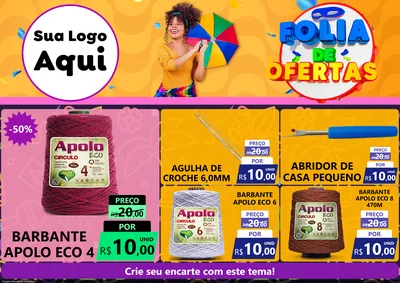 Modelo de Encarte para Encarte A4 Horizontal com o tema Folia de Ofertas para Armarinho e Aviamentos