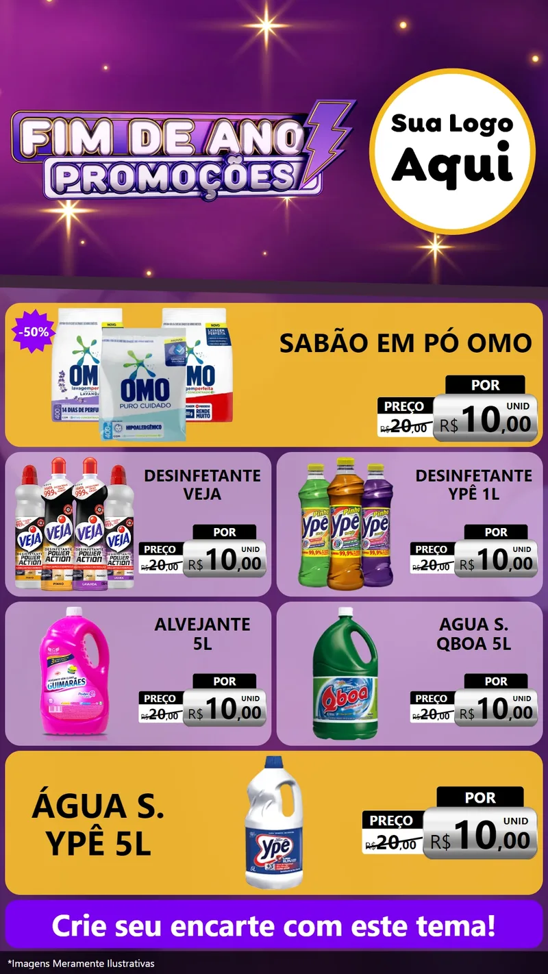 Modelo de TV para TV Vertical com o tema Fim de Ano Promoções para Produtos de Limpeza
