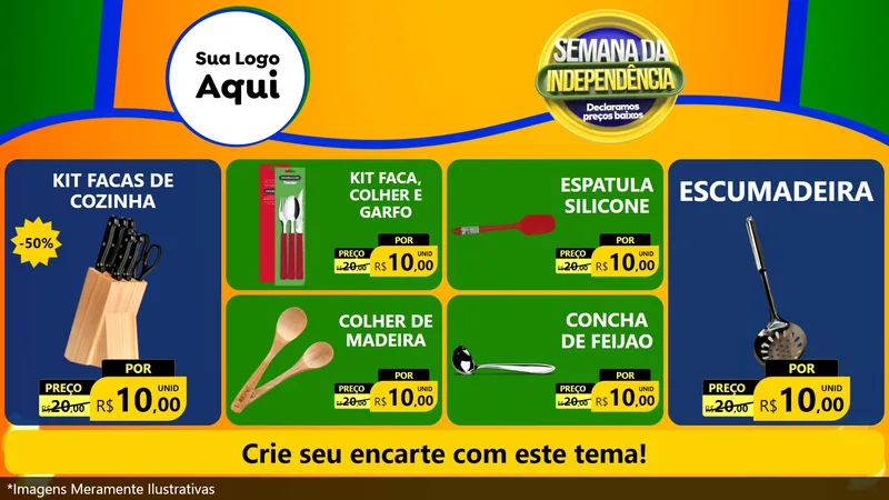 Modelo de TV para TV Horizontal com o tema Semana da Independência Declaramos Preços Baixos para Utilidades Domésticas