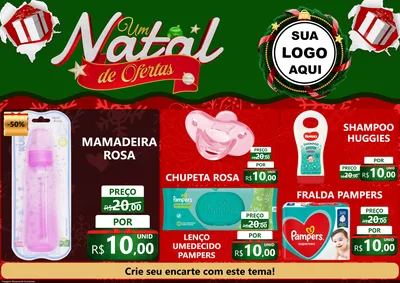 Modelo de Encarte para Encarte A4 Horizontal com o tema Um Natal de Ofertas para Bebês