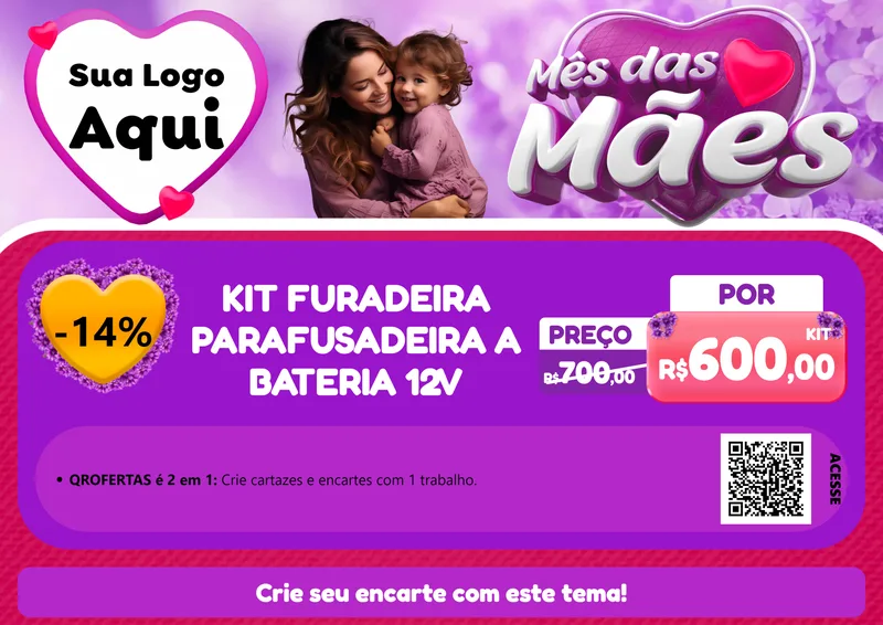 Modelo de Cartaz para Cartaz A4 Horizontal com o tema Mês das Mães para Maquinas e Ferramentas