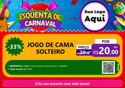 Modelo de Cartaz para Cartaz A4 Horizontal com o tema Esquenta de Carnaval para Cama, Mesa e Banho