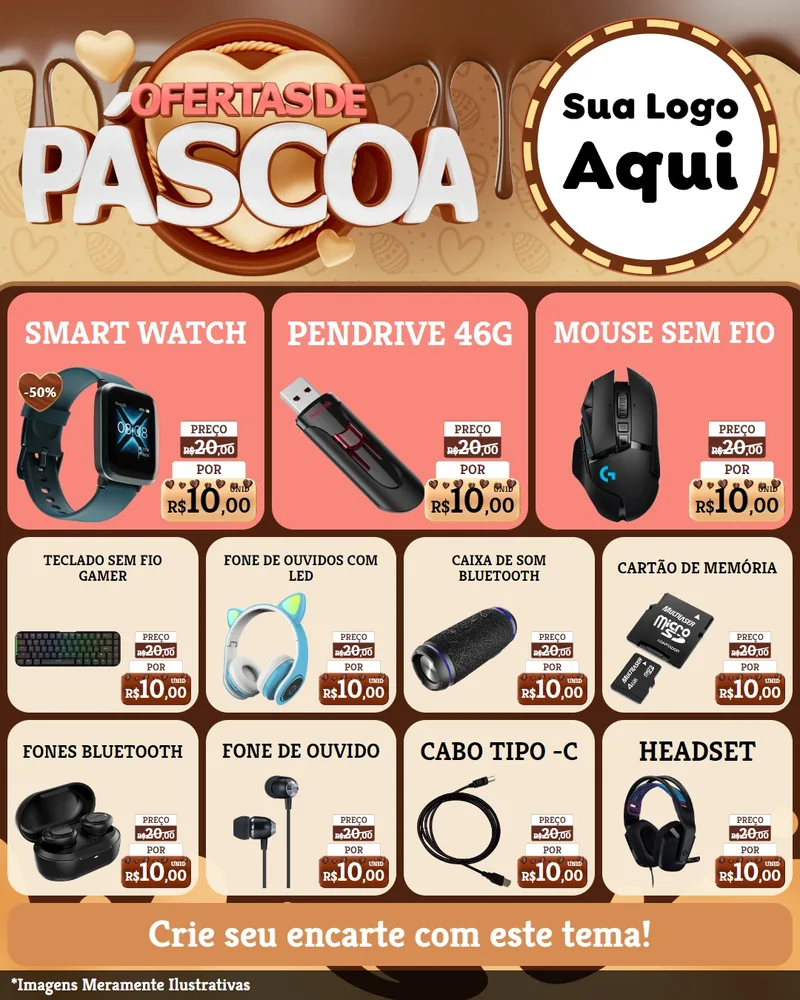 Modelo de Rede Social para Feed Instagram com o tema Ofertas de Páscoa para Informática