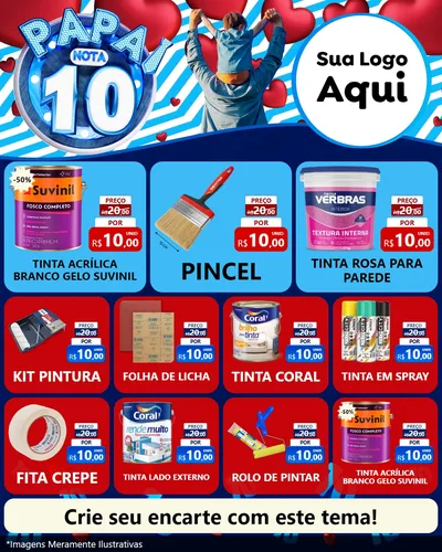 Modelo de Rede Social para Feed Instagram com o tema Papai Nota 10 para Tintas e Ferramentas