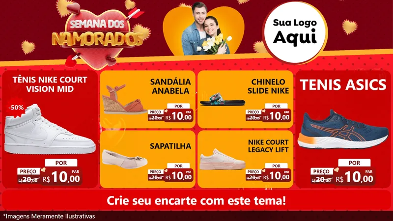 Modelo de TV para TV Horizontal com o tema Semana dos Namorados para Calçados