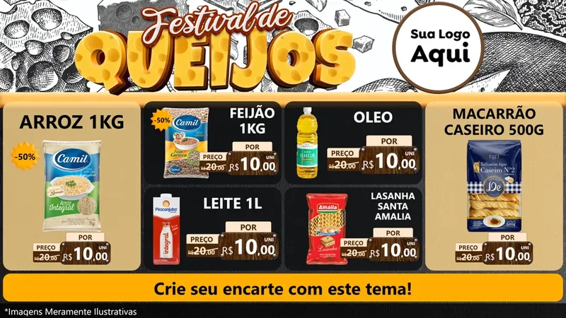 Modelo de TV para TV Horizontal com o tema Festival de Queijos para Supermercado