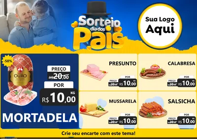 Modelo de Encarte para Encarte A4 Horizontal com o tema Sorteio Dia Dos Pais para Frios e Laticínios