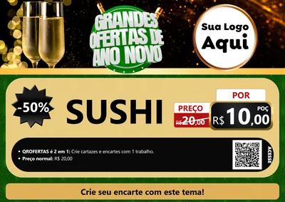Modelo de Cartaz para Cartaz A4 Horizontal com o tema Grandes Ofertas de Ano Novo para Comida japonesa