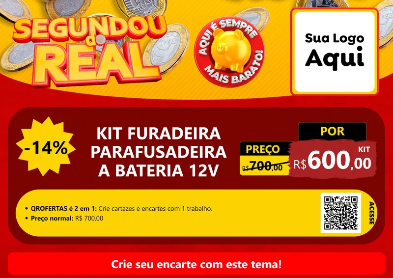 Modelo de Cartaz para Cartaz A4 Horizontal com o tema Segundou do Real para Maquinas e Ferramentas