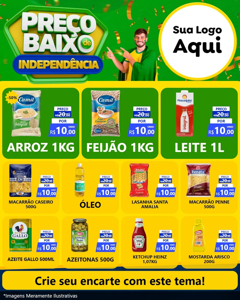 Modelo de Rede Social para Feed Instagram com o tema Preço Baixo de Independência para Supermercado