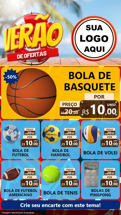 Modelo de Rede Social para Stories com o tema Verão de Ofertas para Artigos Esportivos