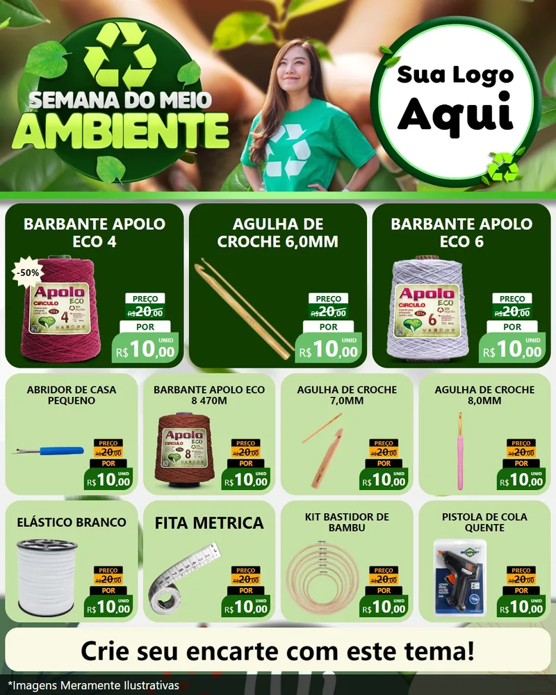 Modelo de Rede Social para Feed Instagram com o tema Semana do Meio Ambiente para Armarinho e Aviamentos