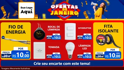 Modelo de TV para TV Horizontal com o tema Ofertas de Janeiro para Materiais Elétricos
