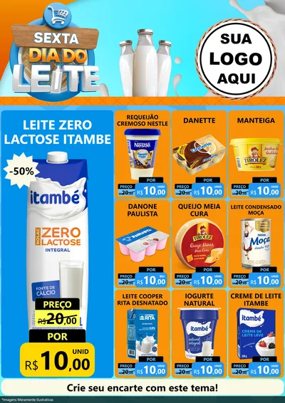 Modelo de Encarte para Encarte A4 Vertical com o tema Sexta Dia do Leite para Frios e Laticínios