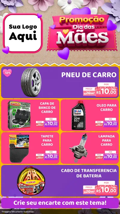 Modelo de TV para TV Vertical com o tema Promoção Dia das Mães para Auto peças
