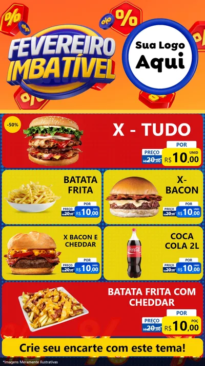 Modelo de TV para TV Vertical com o tema Fevereiro Imbatível para Hamburgueria