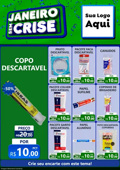 Modelo de Encarte para Encarte A4 Vertical com o tema Janeiro Sem Crise para Embalagens