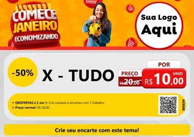 Modelo de Cartaz para Cartaz A4 Horizontal com o tema Comece Janeiro Economizando para Hamburgueria