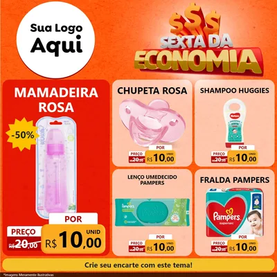 Modelo de Rede Social para Feed Facebook com o tema Sexta da Economia para Bebês