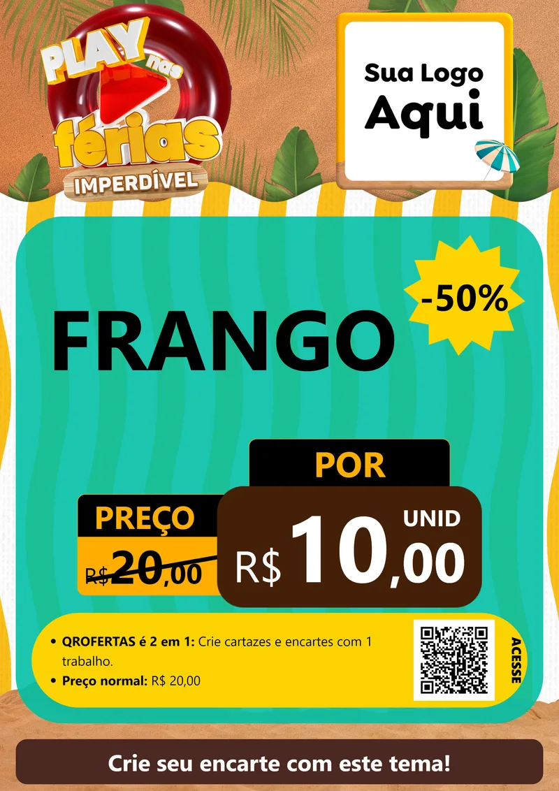 Modelo de Cartaz para Cartaz A4 Vertical com o tema Play Nas Férias Imperdível para Assados