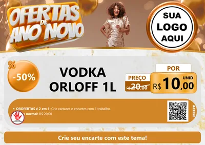 Modelo de Cartaz para Cartaz A4 Horizontal com o tema Ofertas de Ano Novo para Distribuidora de bebidas