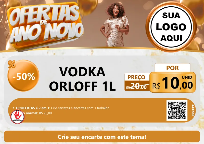 Modelo de Cartaz para Cartaz A4 Horizontal com o tema Ofertas de Ano Novo para Distribuidora de bebidas